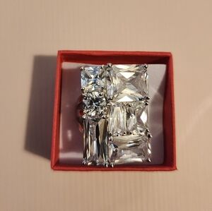 Park Lane WOW Ring Large CZ Cluster Silver Tone Statement Cocktail Size 9